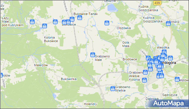 mapa Grabowno Małe, Grabowno Małe na mapie Targeo