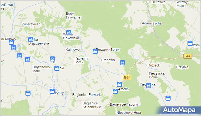 mapa Grabowo gmina Krasnosielc, Grabowo gmina Krasnosielc na mapie Targeo