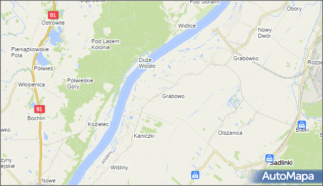 mapa Grabowo gmina Sadlinki, Grabowo gmina Sadlinki na mapie Targeo