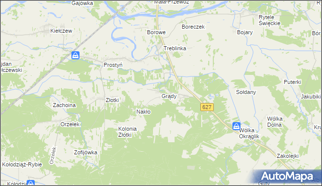 mapa Grądy gmina Małkinia Górna, Grądy gmina Małkinia Górna na mapie Targeo