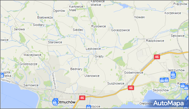 mapa Grądy gmina Otmuchów, Grądy gmina Otmuchów na mapie Targeo