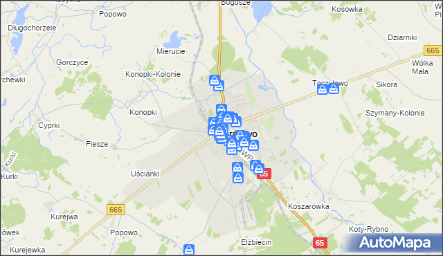 mapa Grajewo, Grajewo na mapie Targeo