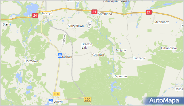 mapa Gralewo gmina Międzychód, Gralewo gmina Międzychód na mapie Targeo