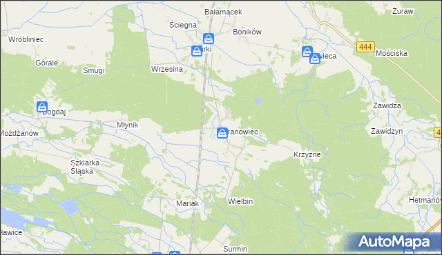 mapa Granowiec, Granowiec na mapie Targeo