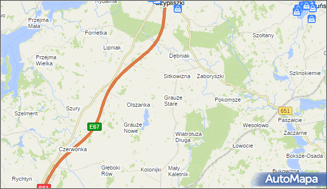 mapa Grauże Stare, Grauże Stare na mapie Targeo