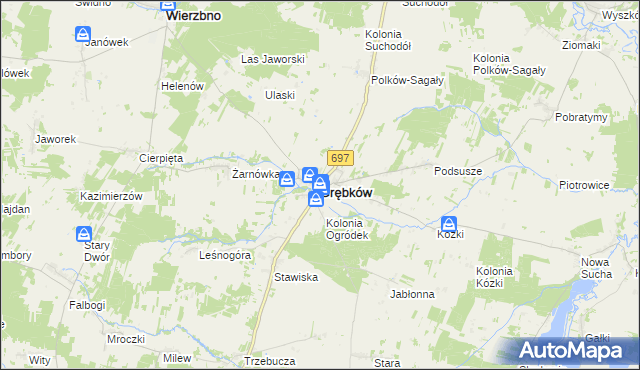 mapa Grębków, Grębków na mapie Targeo