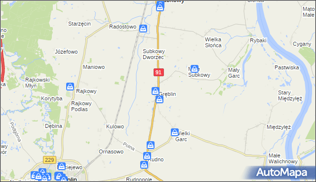 mapa Gręblin, Gręblin na mapie Targeo