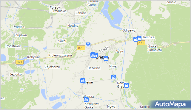 mapa Grębów powiat tarnobrzeski, Grębów powiat tarnobrzeski na mapie Targeo