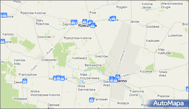mapa Grechów, Grechów na mapie Targeo