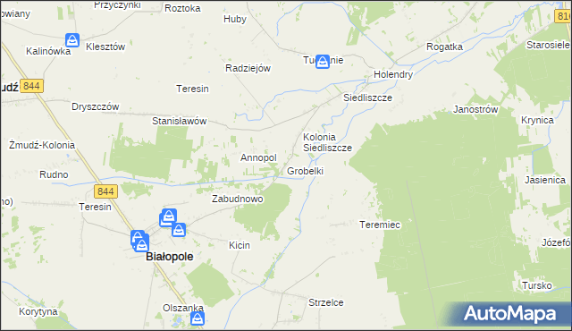 mapa Grobelki gmina Białopole, Grobelki gmina Białopole na mapie Targeo