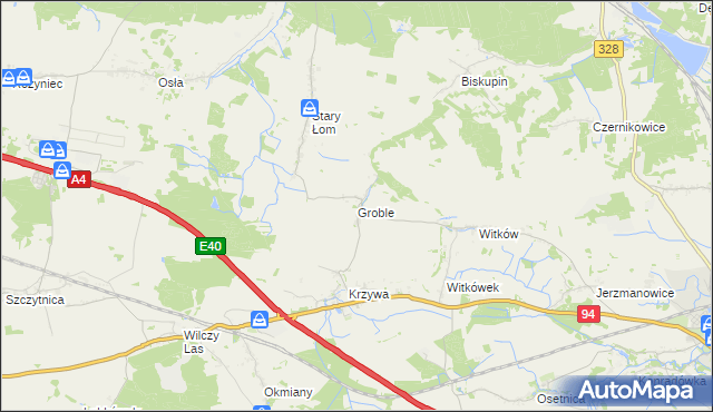 mapa Groble gmina Chojnów, Groble gmina Chojnów na mapie Targeo
