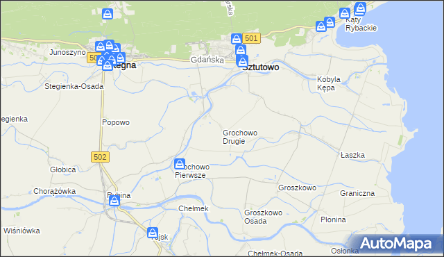 mapa Grochowo Drugie, Grochowo Drugie na mapie Targeo
