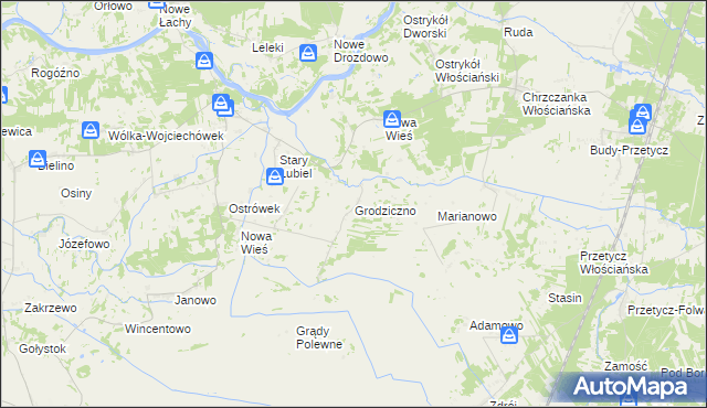 mapa Grodziczno gmina Rząśnik, Grodziczno gmina Rząśnik na mapie Targeo