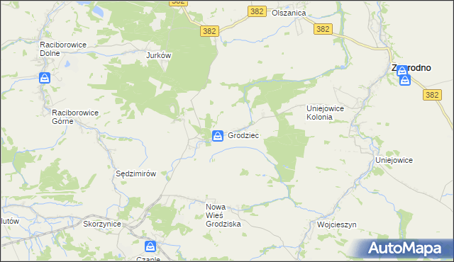 mapa Grodziec gmina Zagrodno, Grodziec gmina Zagrodno na mapie Targeo