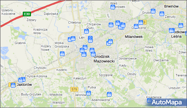 mapa Grodzisk Mazowiecki, Grodzisk Mazowiecki na mapie Targeo