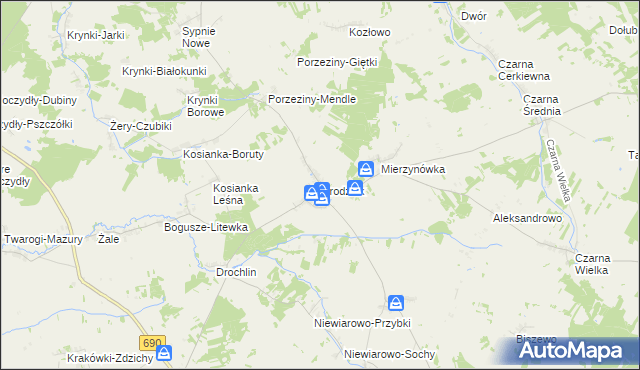 mapa Grodzisk powiat siemiatycki, Grodzisk powiat siemiatycki na mapie Targeo