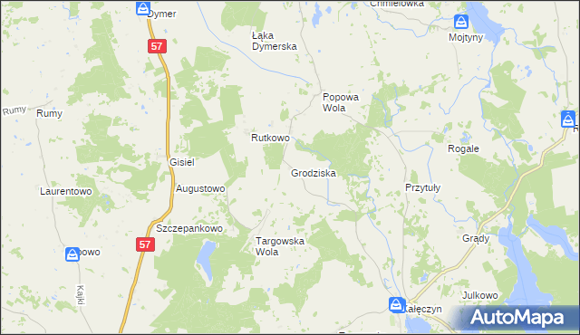 mapa Grodziska gmina Dźwierzuty, Grodziska gmina Dźwierzuty na mapie Targeo