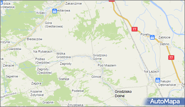 mapa Grodzisko Górne, Grodzisko Górne na mapie Targeo