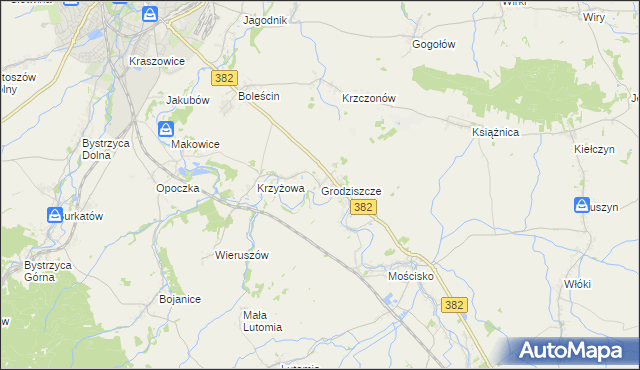 mapa Grodziszcze gmina Świdnica, Grodziszcze gmina Świdnica na mapie Targeo