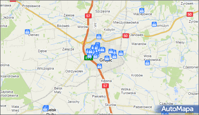 mapa Grójec, Grójec na mapie Targeo