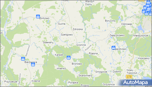mapa Gromnik gmina Połczyn-Zdrój, Gromnik gmina Połczyn-Zdrój na mapie Targeo