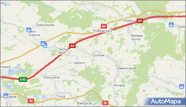mapa Gronów gmina Zgorzelec, Gronów gmina Zgorzelec na mapie Targeo