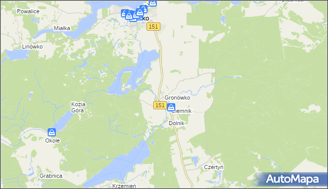 mapa Gronówko gmina Ińsko, Gronówko gmina Ińsko na mapie Targeo