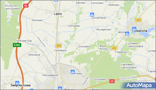 mapa Gronówko gmina Lipno, Gronówko gmina Lipno na mapie Targeo