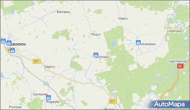 mapa Gronowo gmina Lubomino, Gronowo gmina Lubomino na mapie Targeo