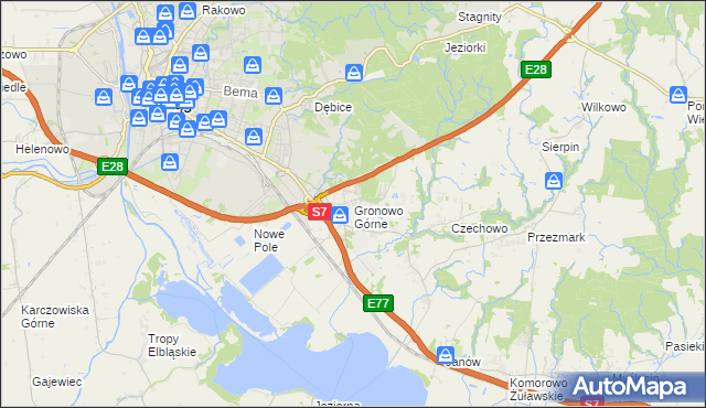 mapa Gronowo Górne, Gronowo Górne na mapie Targeo