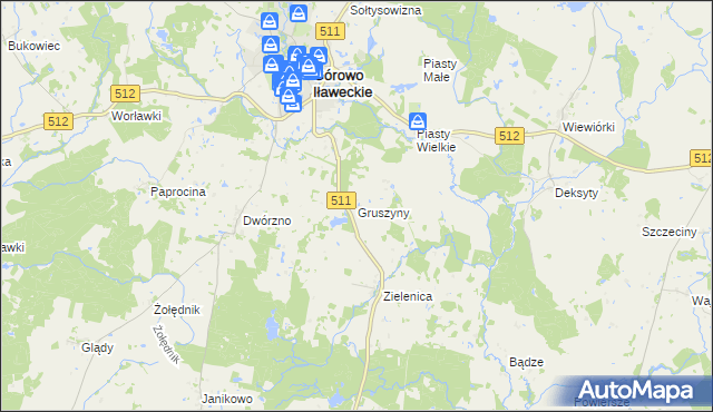mapa Gruszyny, Gruszyny na mapie Targeo