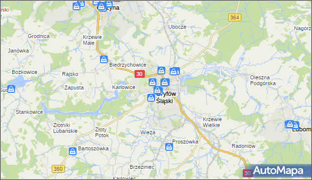 mapa Gryfów Śląski, Gryfów Śląski na mapie Targeo