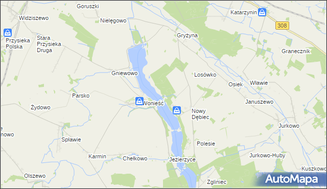 mapa Gryżynka, Gryżynka na mapie Targeo