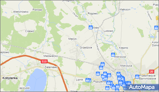 mapa Grzędzice, Grzędzice na mapie Targeo