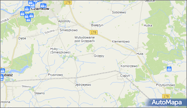 mapa Grzępy, Grzępy na mapie Targeo