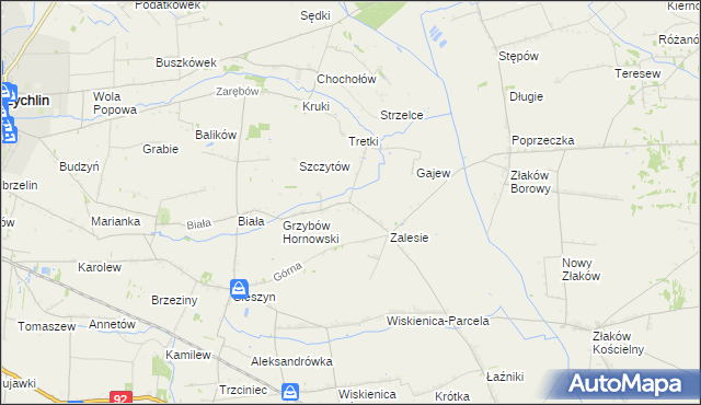 mapa Grzybów Dolny, Grzybów Dolny na mapie Targeo