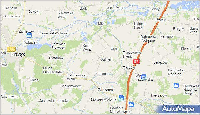mapa Gulinek, Gulinek na mapie Targeo