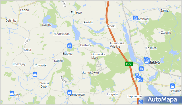 mapa Gumniska Małe, Gumniska Małe na mapie Targeo