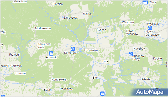 mapa Gustawów gmina Stąporków, Gustawów gmina Stąporków na mapie Targeo