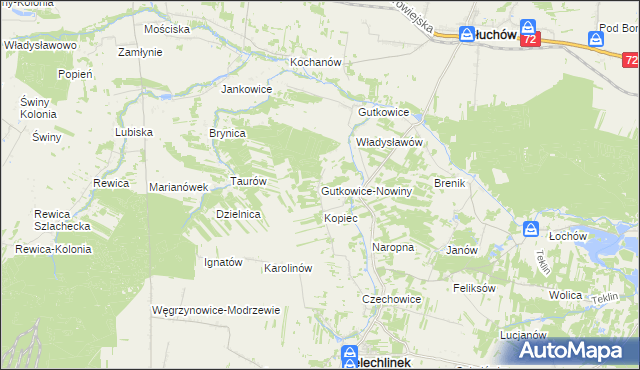 mapa Gutkowice-Nowiny, Gutkowice-Nowiny na mapie Targeo