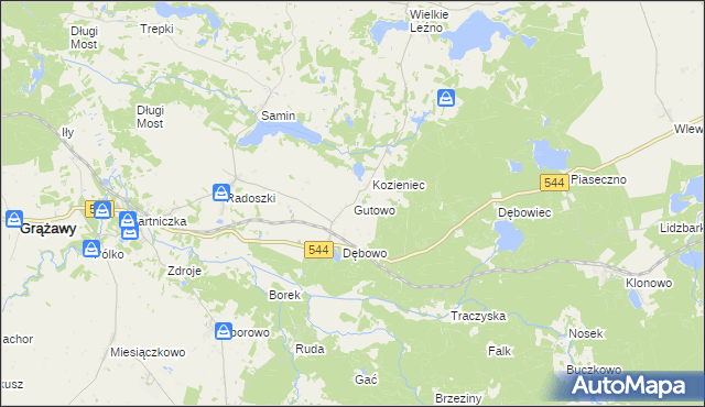 mapa Gutowo gmina Bartniczka, Gutowo gmina Bartniczka na mapie Targeo