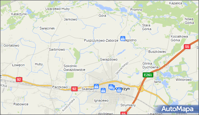 mapa Gwiazdowo gmina Kostrzyn, Gwiazdowo gmina Kostrzyn na mapie Targeo