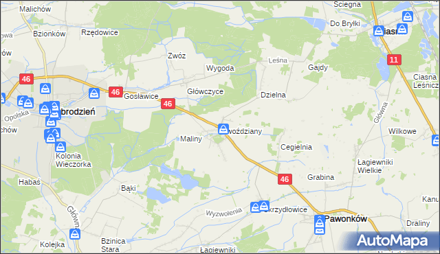 mapa Gwoździany, Gwoździany na mapie Targeo