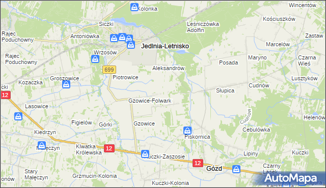 mapa Gzowice-Kolonia, Gzowice-Kolonia na mapie Targeo