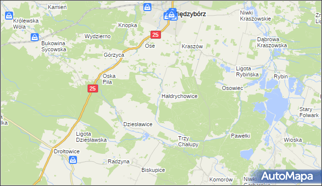 mapa Hałdrychowice, Hałdrychowice na mapie Targeo