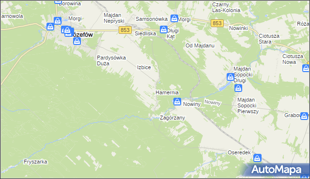 mapa Hamernia gmina Józefów, Hamernia gmina Józefów na mapie Targeo