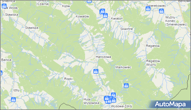 mapa Hańczowa, Hańczowa na mapie Targeo