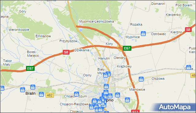 mapa Hanulin, Hanulin na mapie Targeo