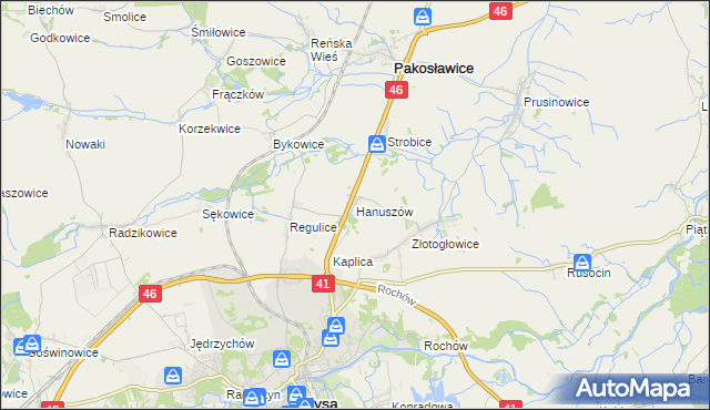 mapa Hanuszów, Hanuszów na mapie Targeo