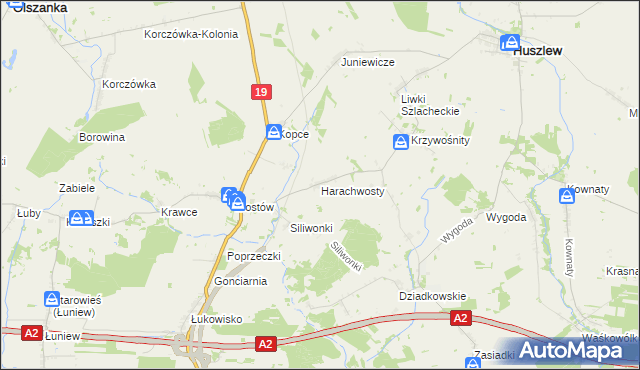 mapa Harachwosty, Harachwosty na mapie Targeo